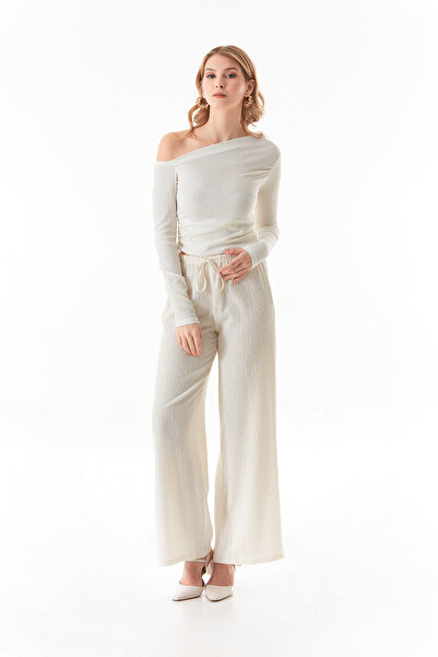 Fulla Moda Wrapped Fabric Draped Boat Neck Blouse