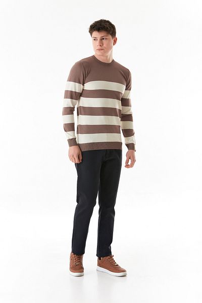 Fulla Moda Πλεκτό πουλόβερ με ριγέ Crew Neck