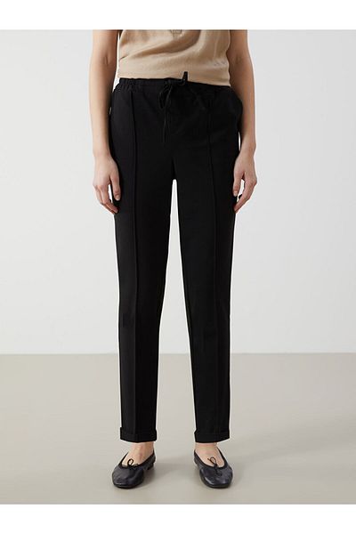 LC Waikiki Lcw Comfort Black Women's Carrot Cut Pants with Elastic Waist