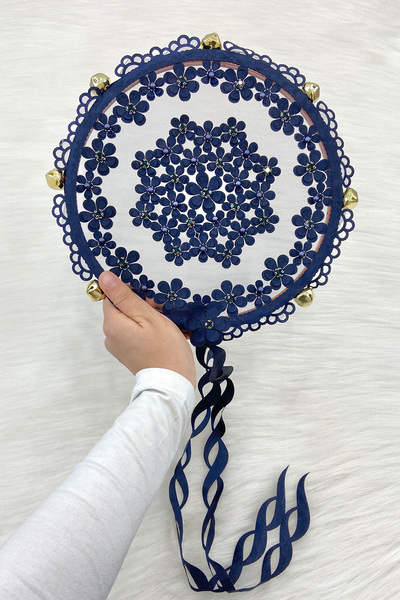 ZEYMERADE دف الزفاف باللون الأزرق الداكن والحجر اللامع، حناء الزفاف وعد الختا...