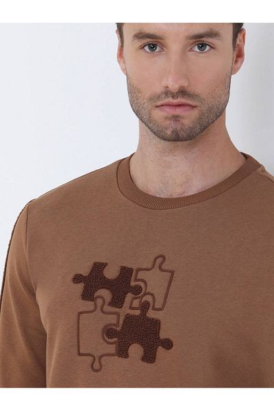 Kip Crew Neck Camel Feather Sweatshirt