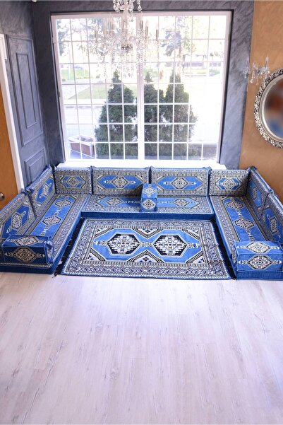 BAKIRÖZÜ HOME Şark Köşesi Takımı Konsepti Mavi Yahyalı Modeli Koltuk Takımı S...