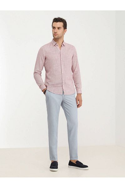 Kip Red Regular Fit Woven Casual Cotton Blend Shirt