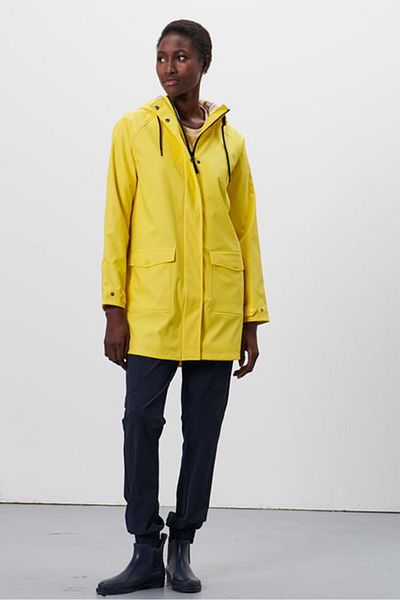 Tchibo Women Regular Fit Drawstring Plain Rain Jacket, Yellow
