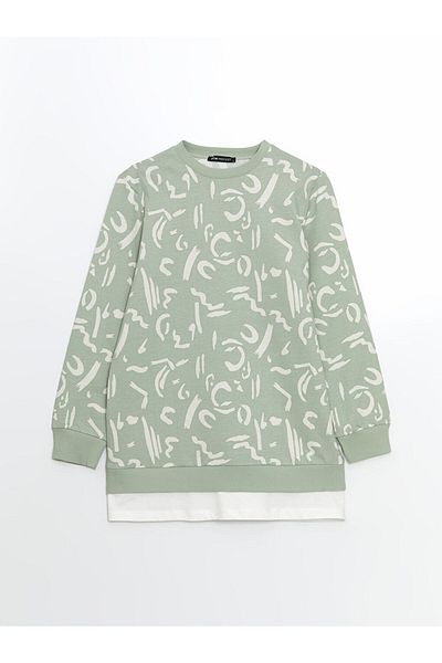 LC Waikiki Crew Neck Patterned Women's Sweatshirt Tunic - S5Jg93Z8
