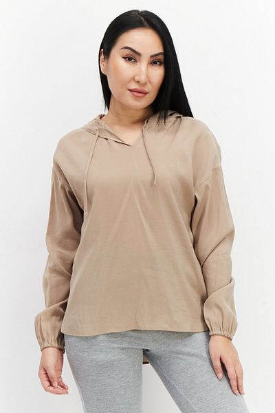 TAIFUN Women Hooded Long Sleeve Plain Top, Tan