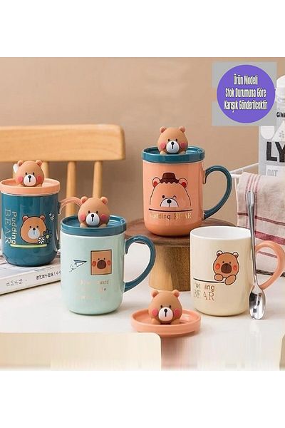 Gift Moda Cute Ceramic Mug with Teddy Bear Figure