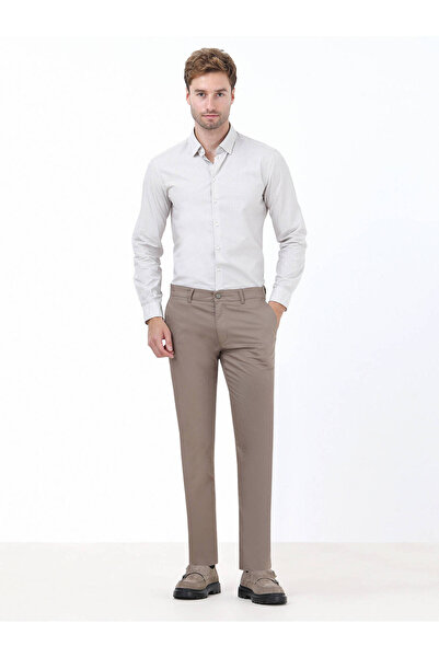 Kip Pantaloni casual din amestec de bumbac, cu țesătură simplă, slim fit