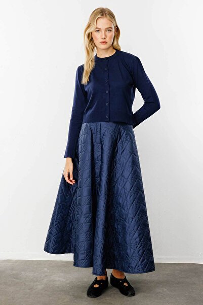 Hooopstore Premium Crew Neck Navy Blue Knitwear Cardigan