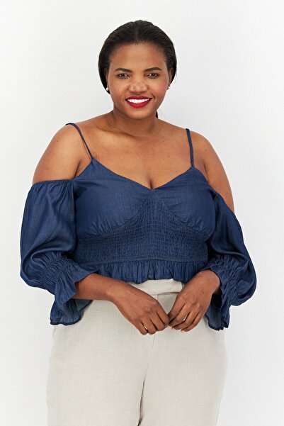 Urban Bliss Women Sweetheart Long Sleeves Plain Top, Navy