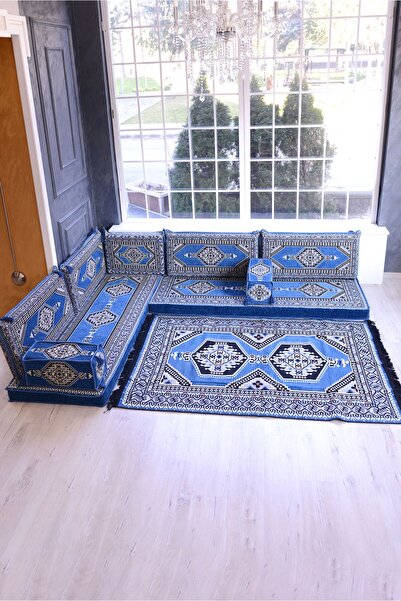 BAKIRÖZÜ HOME Şark Köşesi Takımı Konsepti Mavi Yahyalı Modeli Koltuk Takımı S...