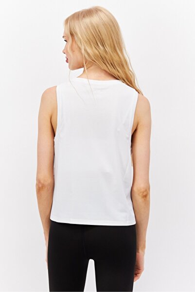 SKECHERS Women Regular Fit Brand Logo Sleeveless Training Tank Top, White