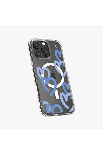 Spigen iPhone 16 Pro Kılıf Ultra Hybrid MagFit MagSafe özellikli Hearts Denim - ACS08276
