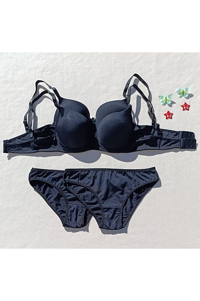 siyalife Set de lenjerie intima cu sutien și chiloți din 2 piese cu căptușeală Push Up