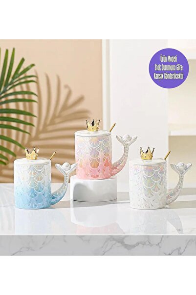 Gift Moda Deniz Kızı Taç Desenli Seramik Kupa