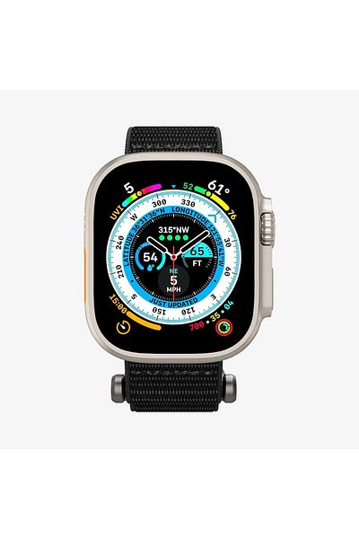 Spigen Apple Watch 49mm Ultra 2/1 - 46mm Seri 10 - 45mm 9/8/7 - 44mm SE2/SE/6/5/4 Kayış Black - AMP02465