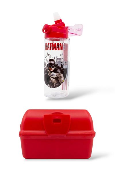 Batman قارورة 500 مل مع حاوية تغذية مرخصة بأربعة أقسام - أحمر DDCQ22581