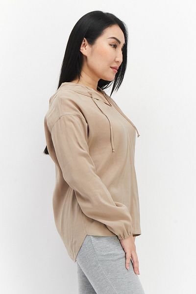 TAIFUN Women Hooded Long Sleeve Plain Top, Tan