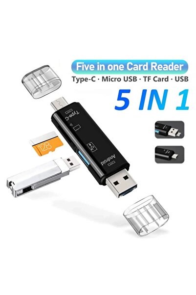 Choice قارئ بطاقات ذاكرة USB 3.0 Type-C/Usb/Micro USB/Tf متعدد الوظائف أسود ا...