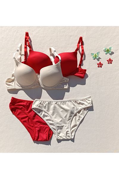 siyalife Set de lenjerie intima cu sutien și chiloți din 2 piese cu căptușeală Push Up