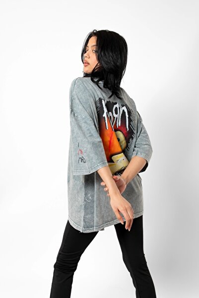 Bak Moda Μπλουζάκι Unisex Oversize με λευκό κέρατο που πλένεται