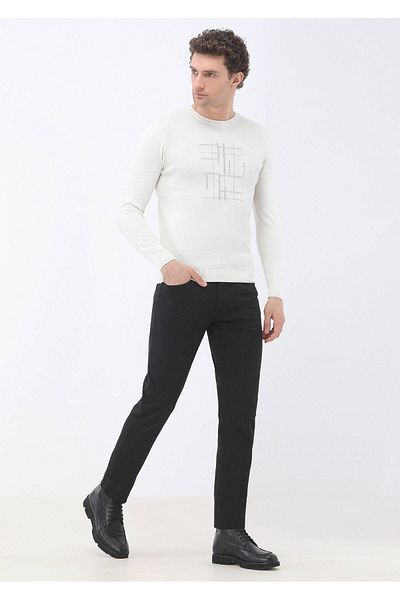 Kip Crew Neck Ecru Knitwear - Wool Blended