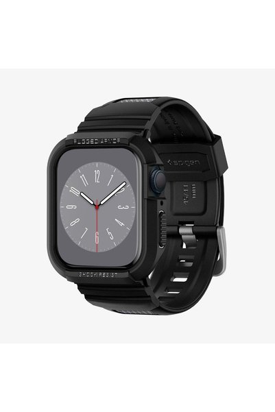 Spigen جراب وحزام ساعة أبل مقاس 45 مم (السلسلة 9/8/7) من Rugged Armor Pro باللون الأسود - 062CS25324