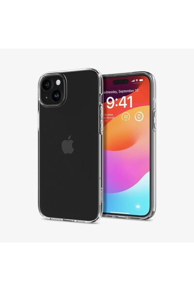 Spigen iPhone 15 Plus Kılıf Liquid Crystal 4 Tarafı Tam Koruma Crystal Clear - ACS06647