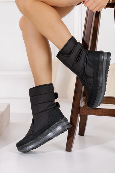 Allyup Μαύρες Unisex Daily Snow Boots - Αντιολισθητική σόλα με γούνα στο εσωτερικό και Velcro, Μοντέλο 802