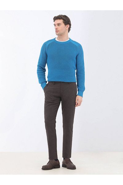 Kip Brown Woven Slim Fit Smart Casual Trousers