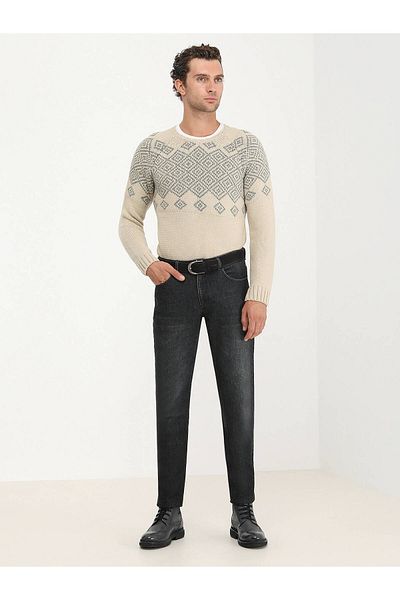 Kip Pulover din tricotaje din amestec de lână cu model bej