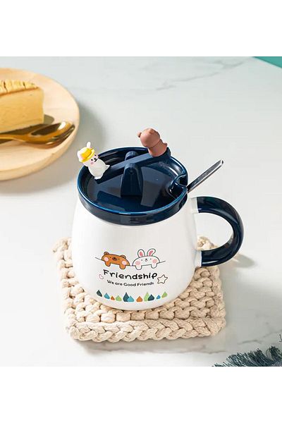 Gift Moda Cute Bear and Rabbit Seesaw Ceramic Mug