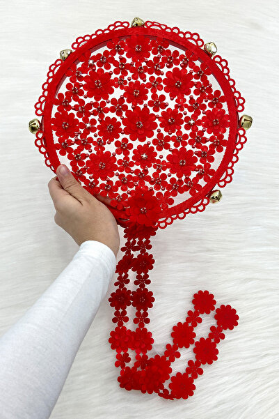 ZEYMERADE دف زفاف من الحجر اللامع باللون الأحمر، حناء الزفاف، ختان العزوبية م...