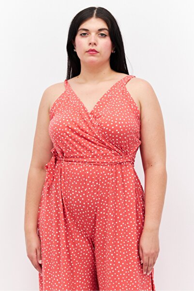 41 Hawthorn Women Plus Size Polka Dots Sleeveless Jumpsuits, Pink