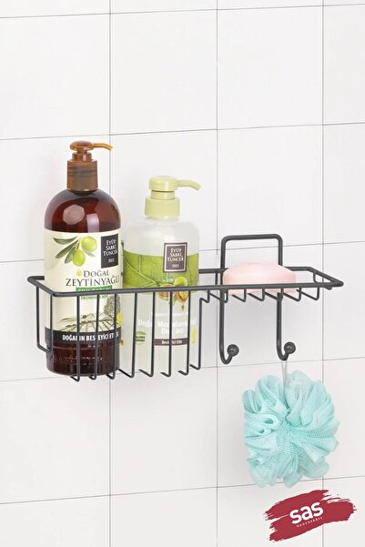 Sas Haus Organizator negru pentru baie - Suport pentru șampon și suport de du...