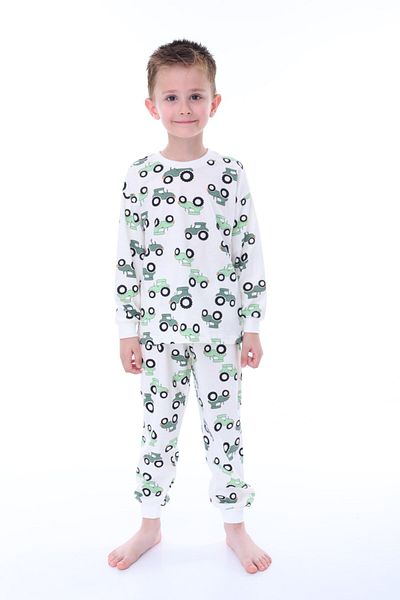 depobukids Men's Pajama Set - Tractor Print, 100% Cotton, Long Sleeve (3-8 Years)