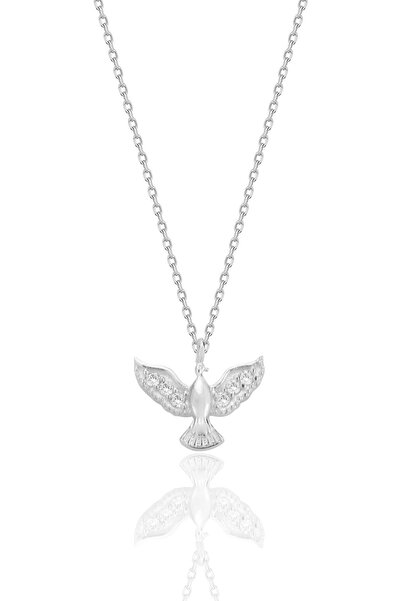 Söğütlü Silver Gümüş rodyumlu zirkon taşlı anka kuşu kolye SGTL12680RODAJ