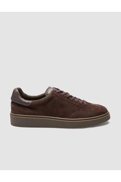 Cabani 100% Genuine Leather Brown Suede Men's Sneakers