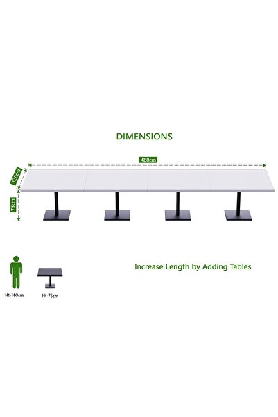 Mahmayi Ristoran Bar Table Square Base - 16 Seater Cocktail Bistro Table for Pub, Living Room-White