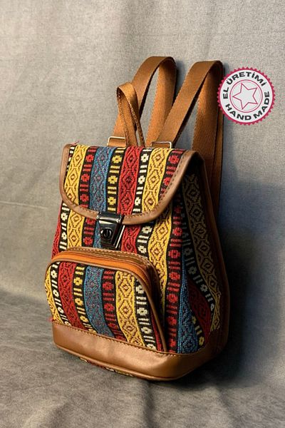 Uretti - Hüseyin 1361 Authentic Patterned Multicolored Small Backpack - 19 X 22 cm