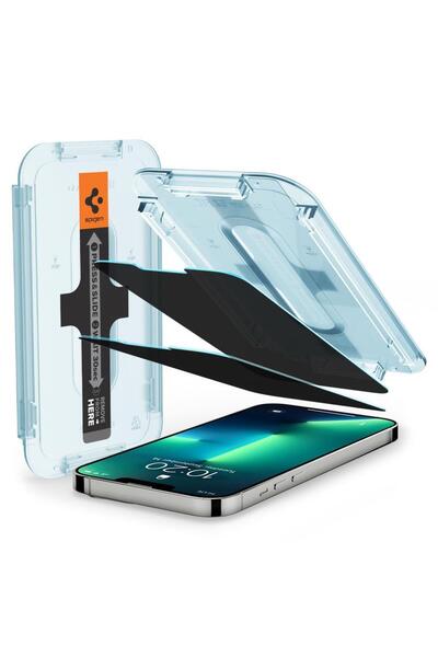 Spigen واقي شاشة زجاجي للخصوصية لهواتف آيفون 17e/16e/14/13 برو/13 (قطعتان) - ...