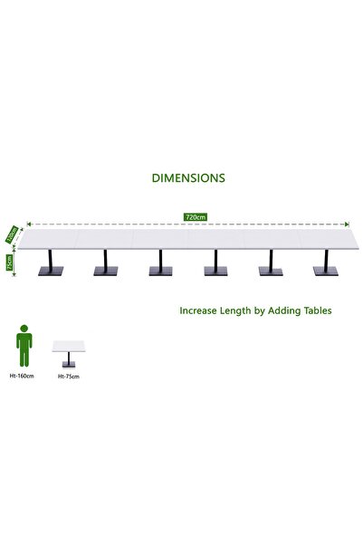 Mahmayi Ristoran Bar Table Square Base - 24 Seater Cocktail Bistro Table for Pub, Living Room-White