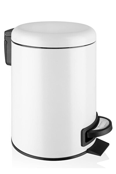 Noksi Paslanmaz Elit Pedallı Çöp Kovası Beyaz 5 LT