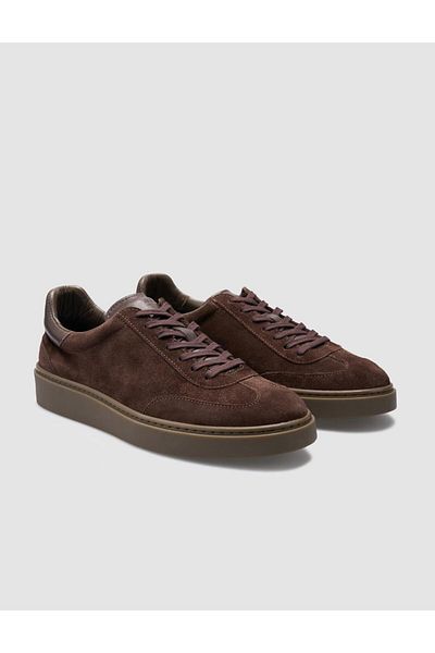 Cabani 100% Genuine Leather Brown Suede Men's Sneakers