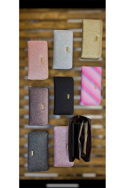 KIRASE Γυναικείο πορτοφόλι Davıdpolo με στάμπα Lurex Leather Stylish Mega Size