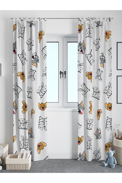 Viadela Tom and Jerry Themed Background Curtain Kids / Baby Room Single Wing