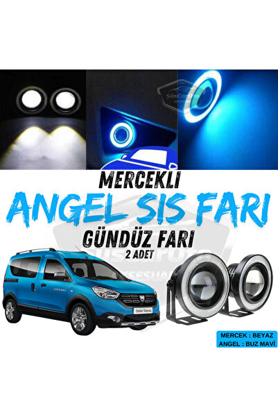 caralp Dacia Dokker 2012-2022 Uyumlu Mercekli Angel Sis Farı Metal 76 mm Buz ...