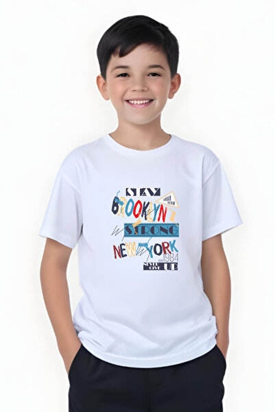panios kids تي شيرت بروكلين قوي مطبوع للأولاد بأكمام قصيرة