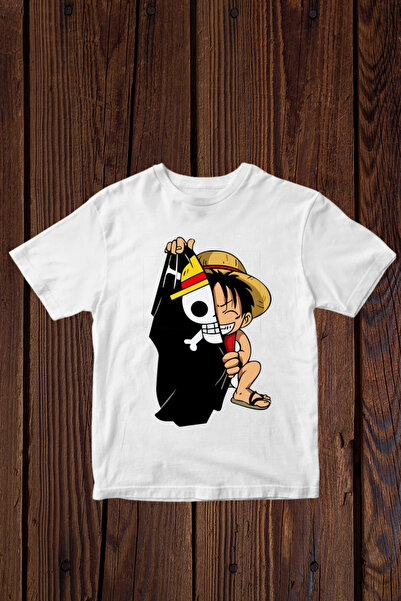 FECCY Βαμβακερό μπλουζάκι με στάμπα Luffy σε μεγάλο μέγεθος