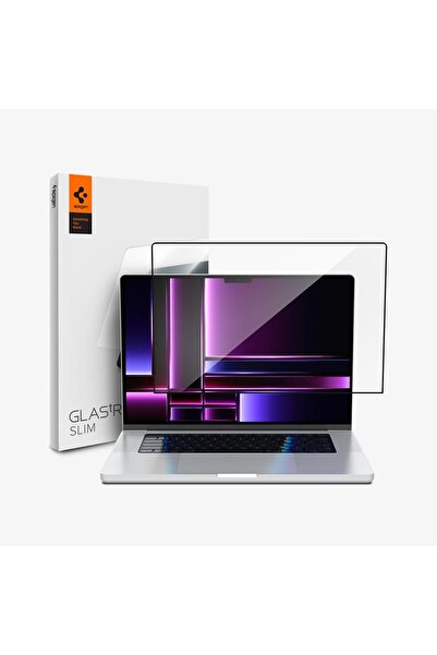 Spigen MacBook Pro 16" (2023 / 2021) ile Uyumlu Cam Ekran Koruyucu Tam Kaplayan Black - AGL04233